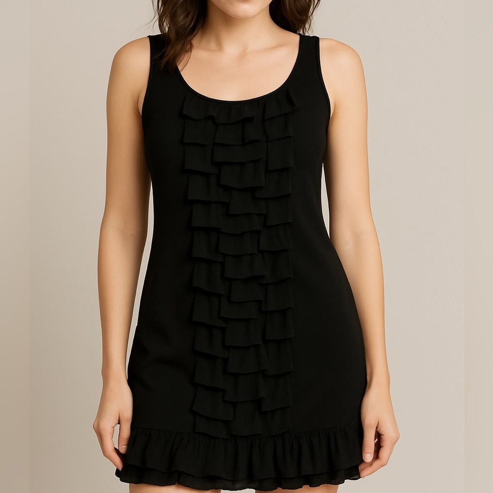 NWT black ruffle LBD little black dress XL